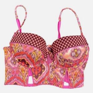 Victoria’s Secret Pink & Black Paisley Corset Bustier – 34B